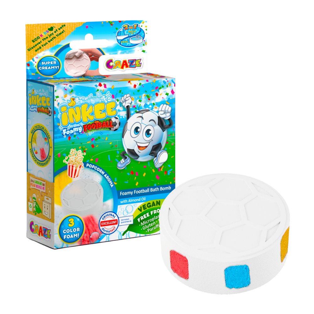 Craze - Inkee Foamy Football Bath Bomb With Almond Oil & Playful Popcorn Aroma