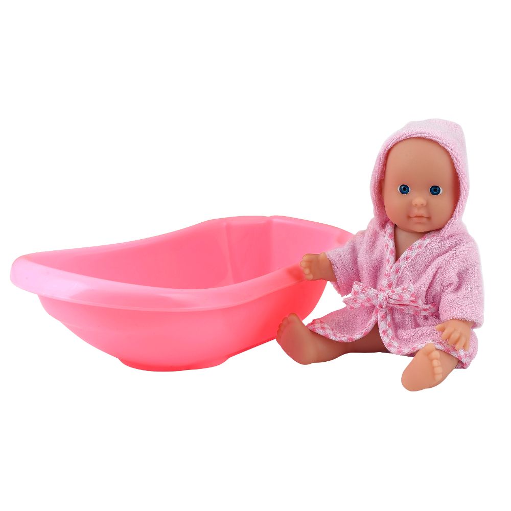 Dollsworld - Little Bath Time Fully Joint Vinyl Doll - Pink - 6.5-Inch