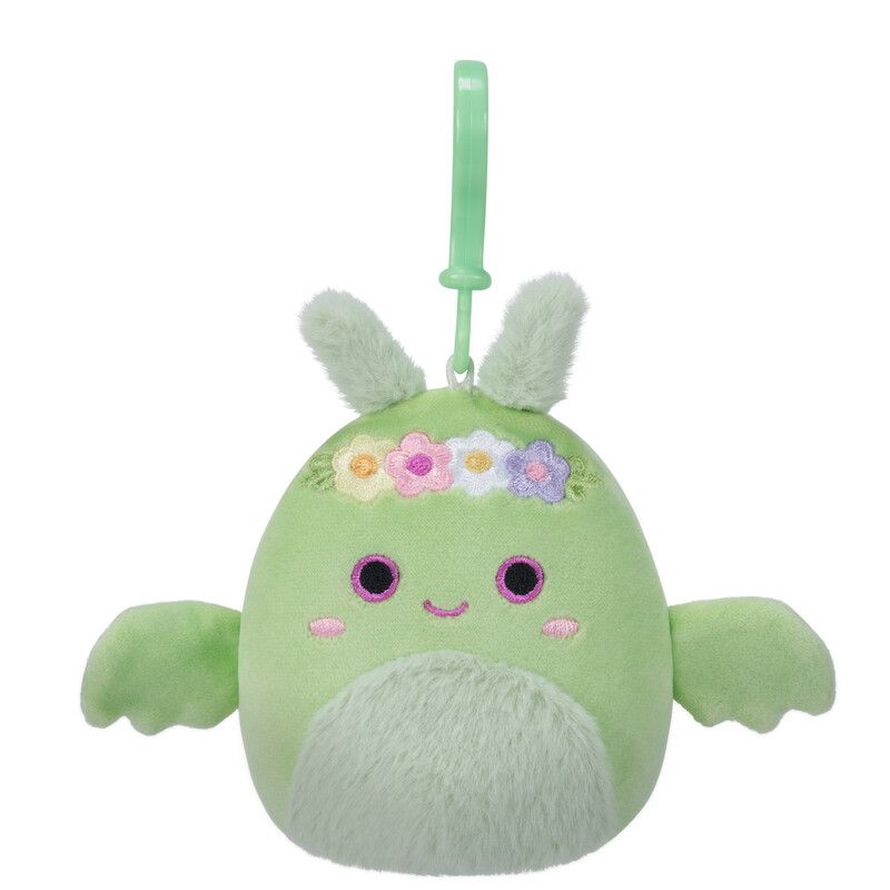 Squishmallows - Tove Mothman Clip-On Plush Toy - Mint Green - 9 cm