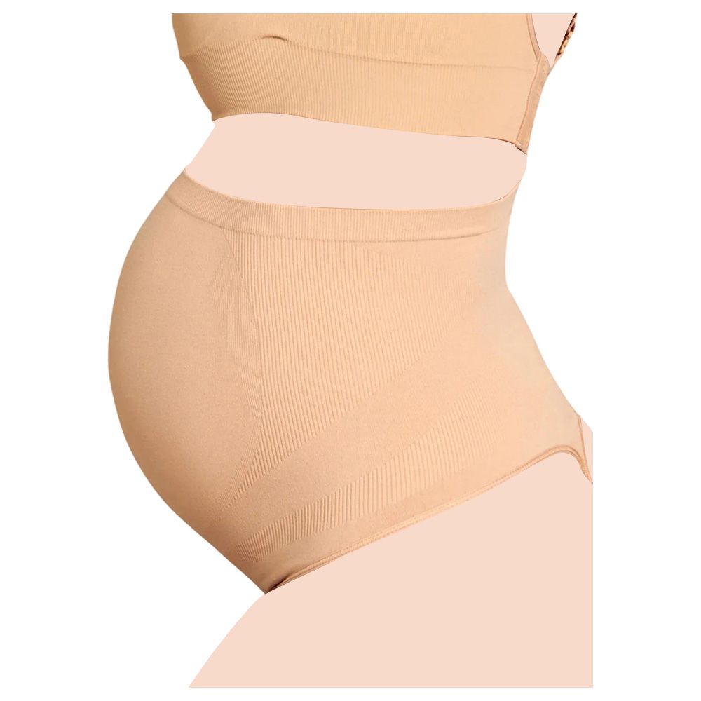 Mums & Bumps - Blanqi - Seamless Maternity Over Belly Support Thong - Nude