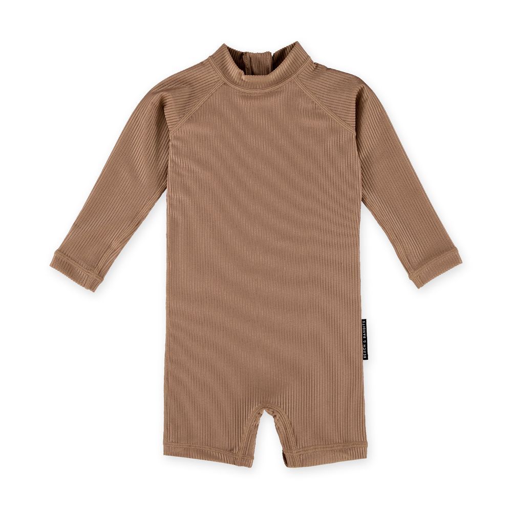 Beach & Bandits - Ribbed Baby Swimsuit - Chocolate