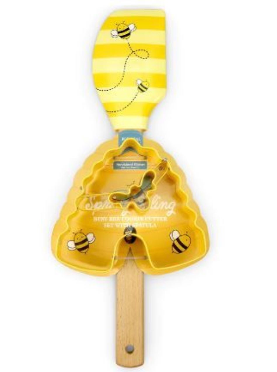 Handstand Kitchen - Silicone Spatula and Cookie Cutter - Busy Bee - Yellow - 2 Pcs