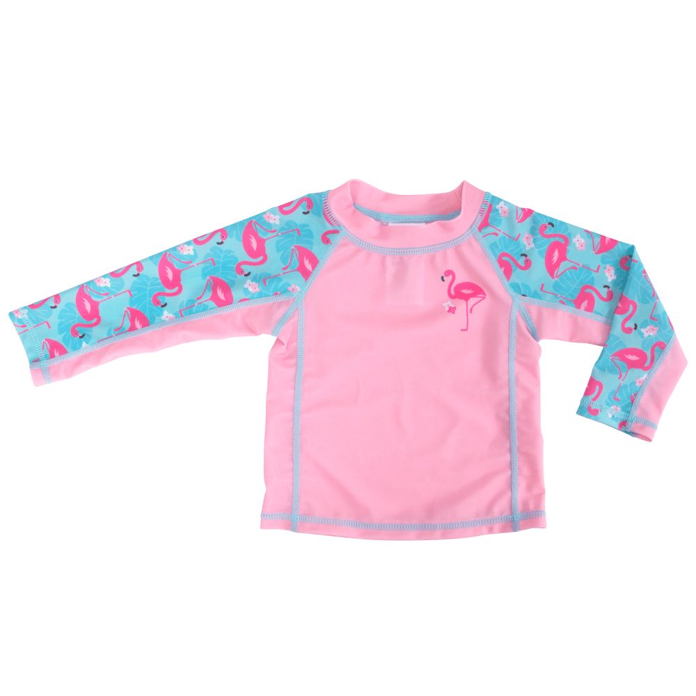 Zoocchini - Baby Rash Guard Long Sleeved Swim Top - Flamingo