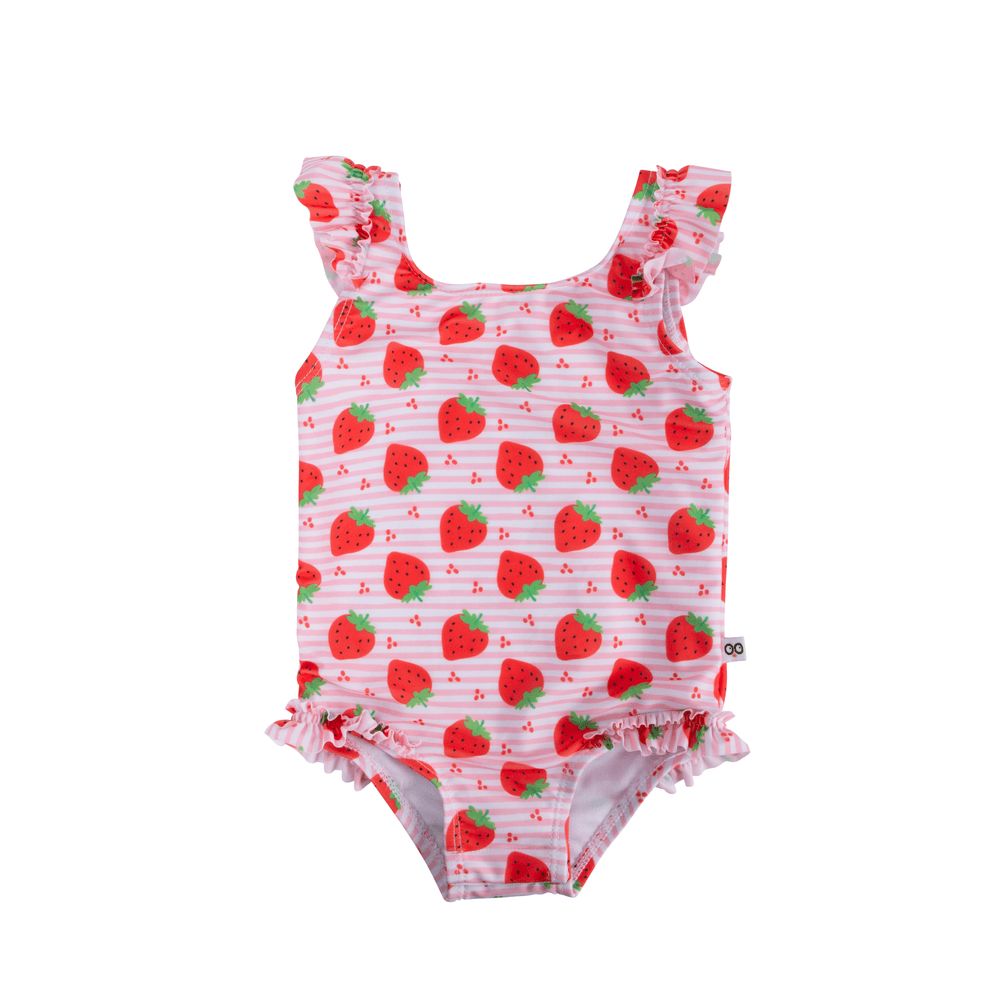 Zoocchini - Baby Ruffled Swim Suit - Strawberry - Pink