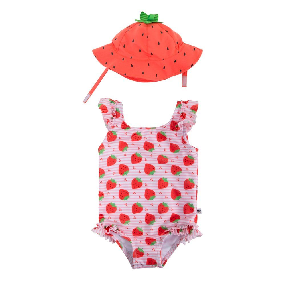 Zoocchini - Baby Swimsuit And Hat - Strawberry