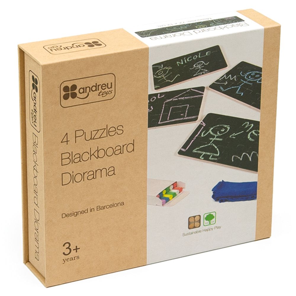 Andreu Toys - 4 Puzzles Blackboard Diorama