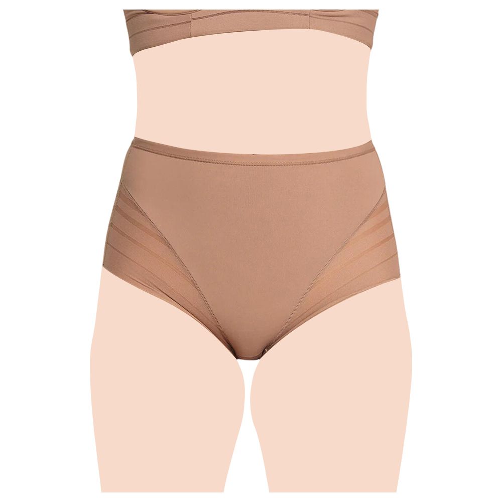 Mums & Bumps - Leonisa - Lace Stripe Undetectable Classic Shaper Panty - Brown