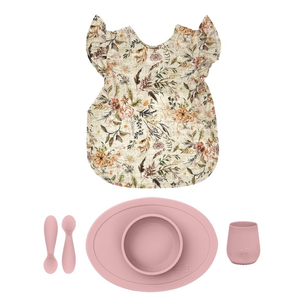 Ezpz - First Food And Bapronbaby Delilah Bib Set - Blush - 5 Pcs