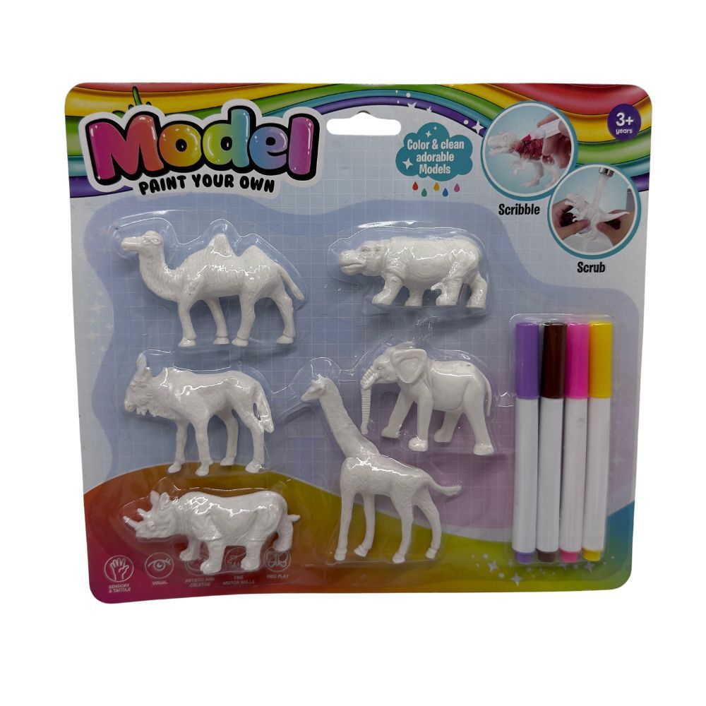 Stem - Solid PVC Model Paint Your Own Set - Safari Animals