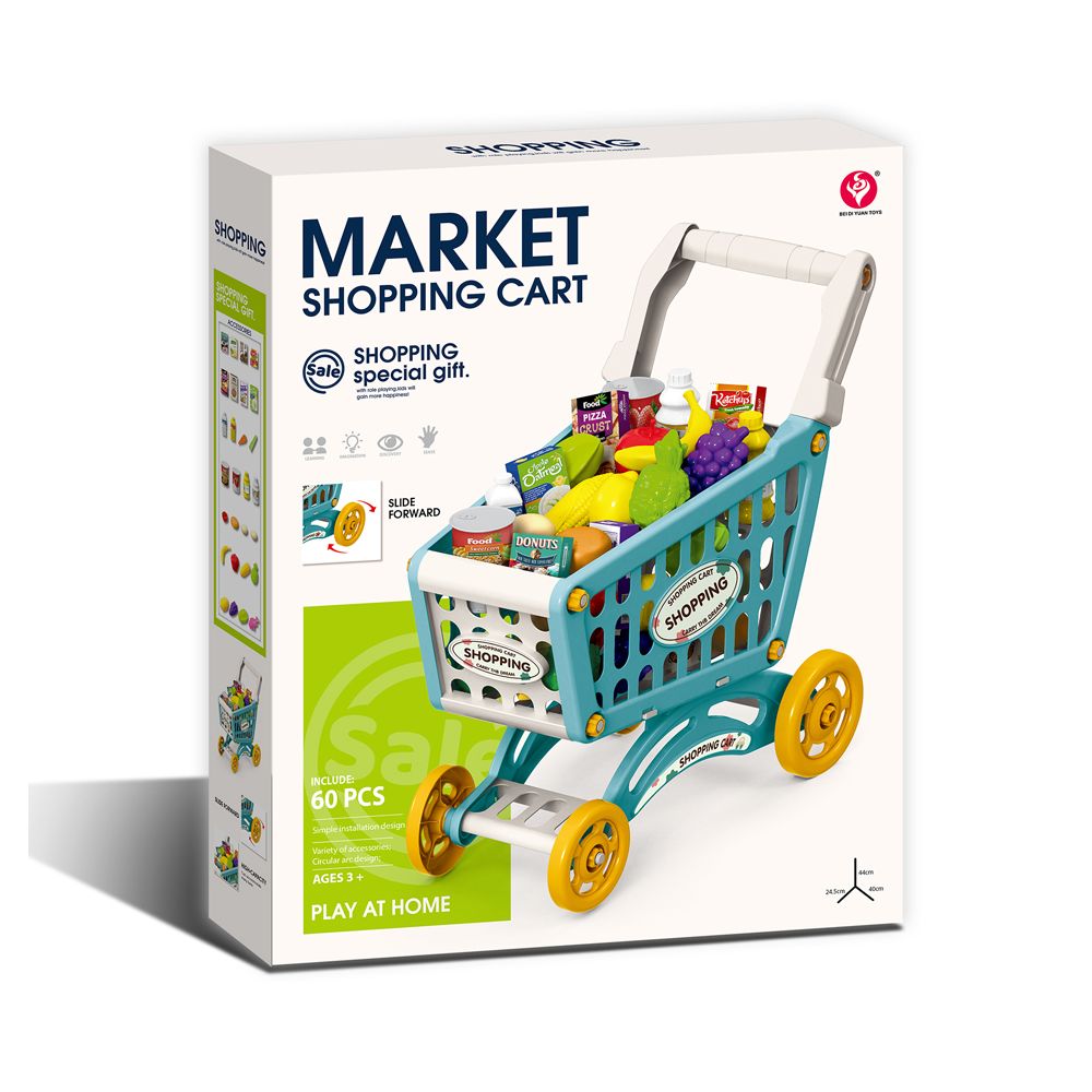 Stem - Market Shopping Cart Playset - 60 Pcs