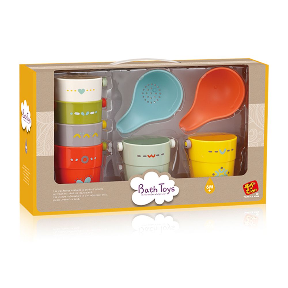 Stem - Stackable Bucket And Cup Bath Toy Set