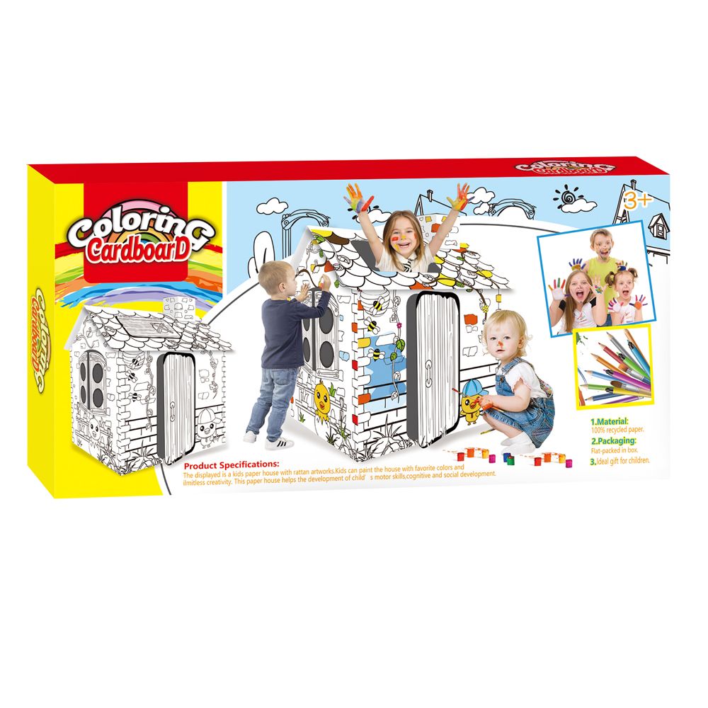 Stem - Coloring Cardboard Paper House With Rattan Artworks Kit