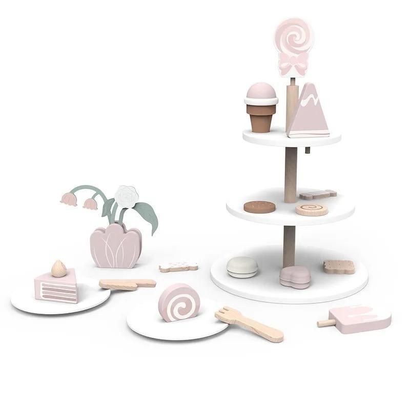 Woody Buddy - Afternoon Tea Snacks Playset - Pink - 19 Pcs