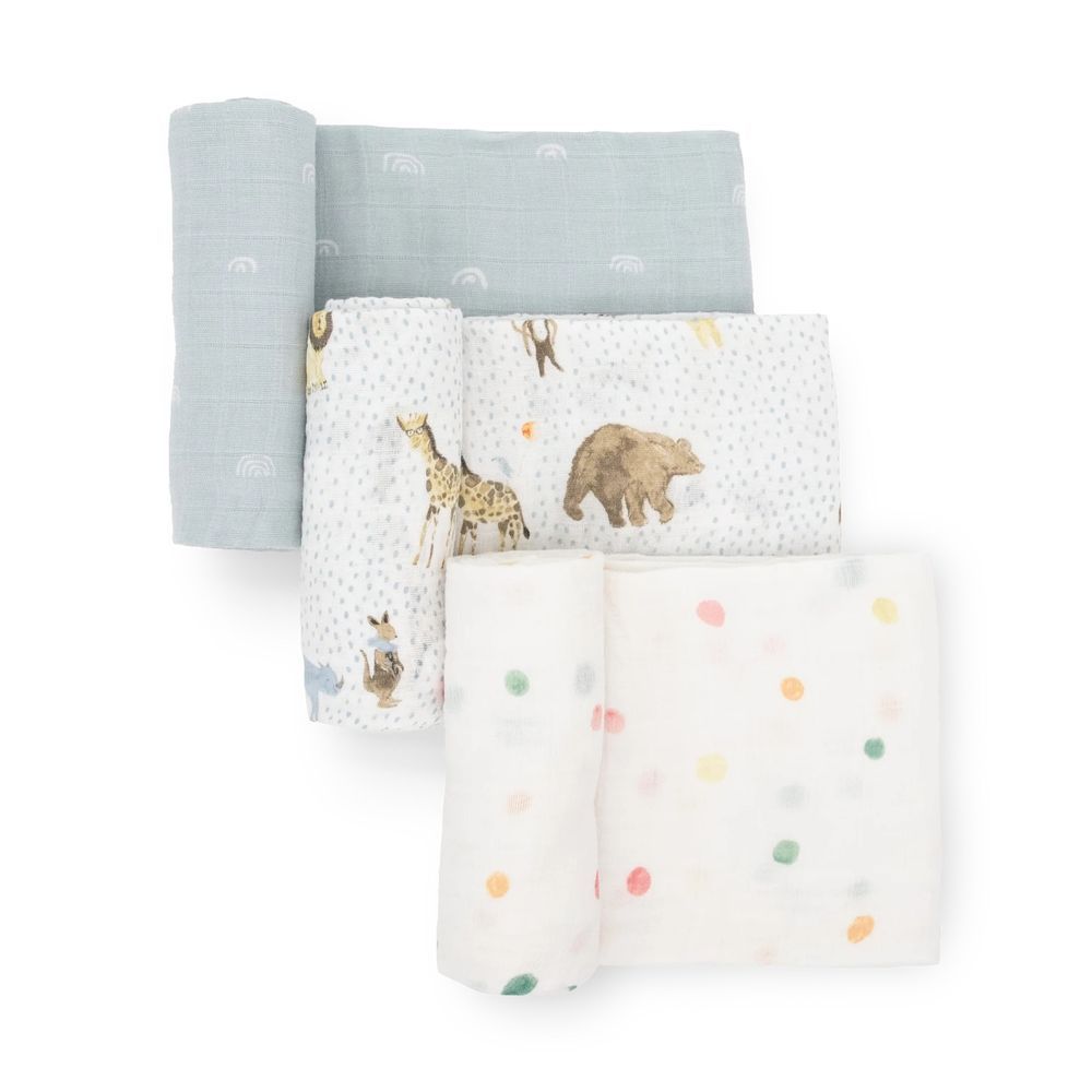 Little Unicorn - 3pc-Set - Cotton Muslin Swaddle - Party Animals