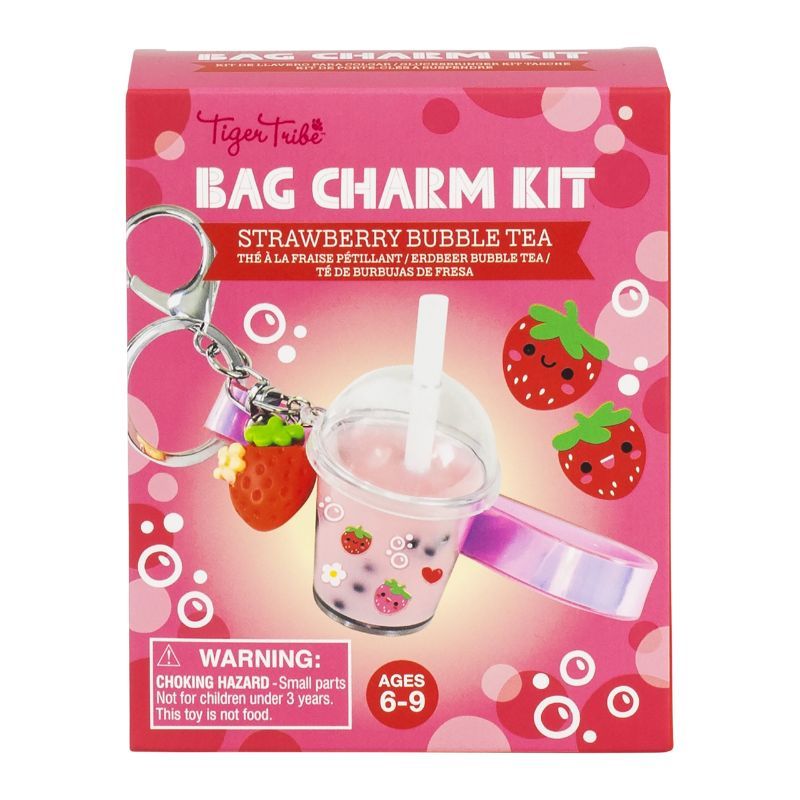 Tiger Tribe - Bag Charm Craft Kit - Strawberry Bubble Tea