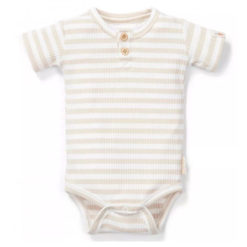 Little Dutch - Short Sleeve Bodysuit - Stripe Sand / White