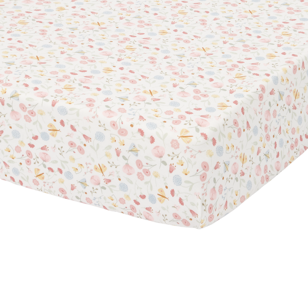 Little Dutch - Fitted Cot Sheet Flowers & Butterflies - 70x140/150cm