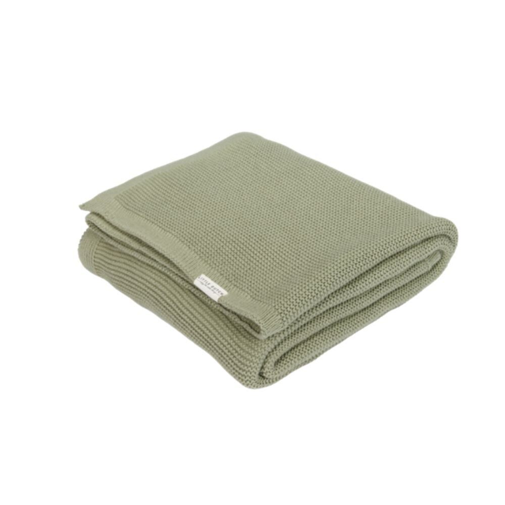 Little Dutch - Knitted Cot Blanket - Olive