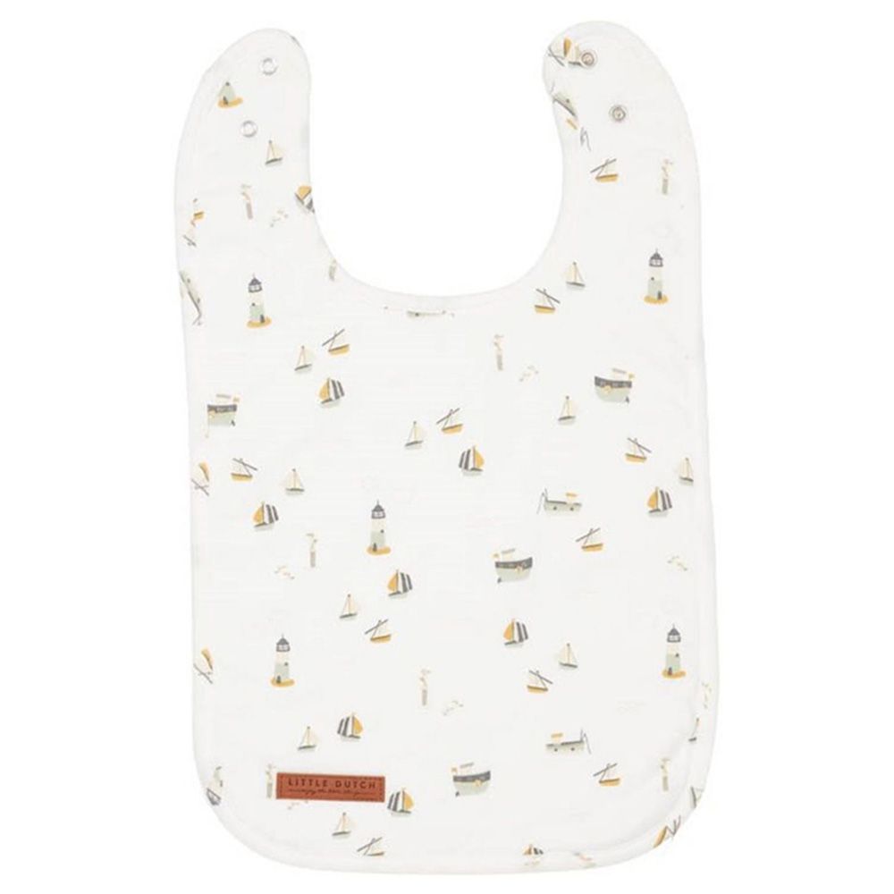 Little Dutch - Cotton Baby Bib - Sailors Bay White