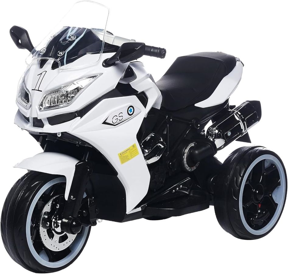 Factual Toys - Kids' Power Ride-On Motorbike 12V - White