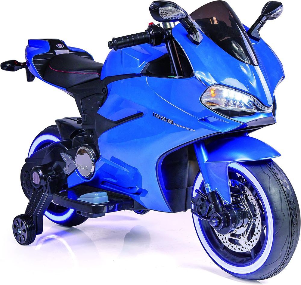 Factual Toys - Kids Electric Motorcycles W/ Leather Seat 12V - Blue