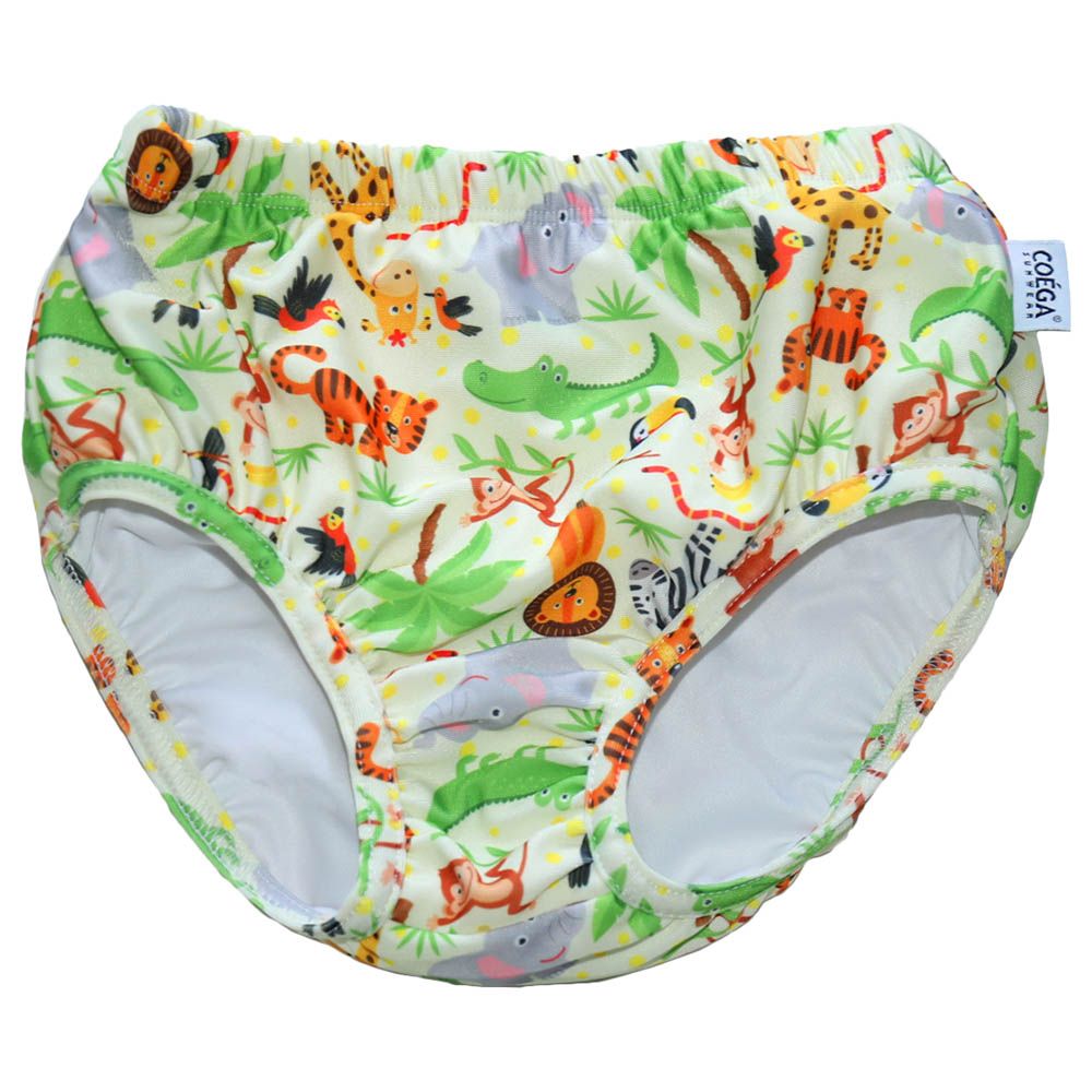 Coega Sunwear - Boys Baby Swim Diaper - Green Jungle Animals