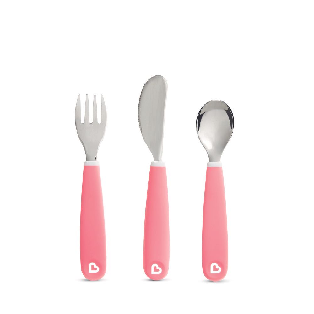 Munchkin - Splash Toddler Fork, Knife And Spoon Set - Pink - 3pcs