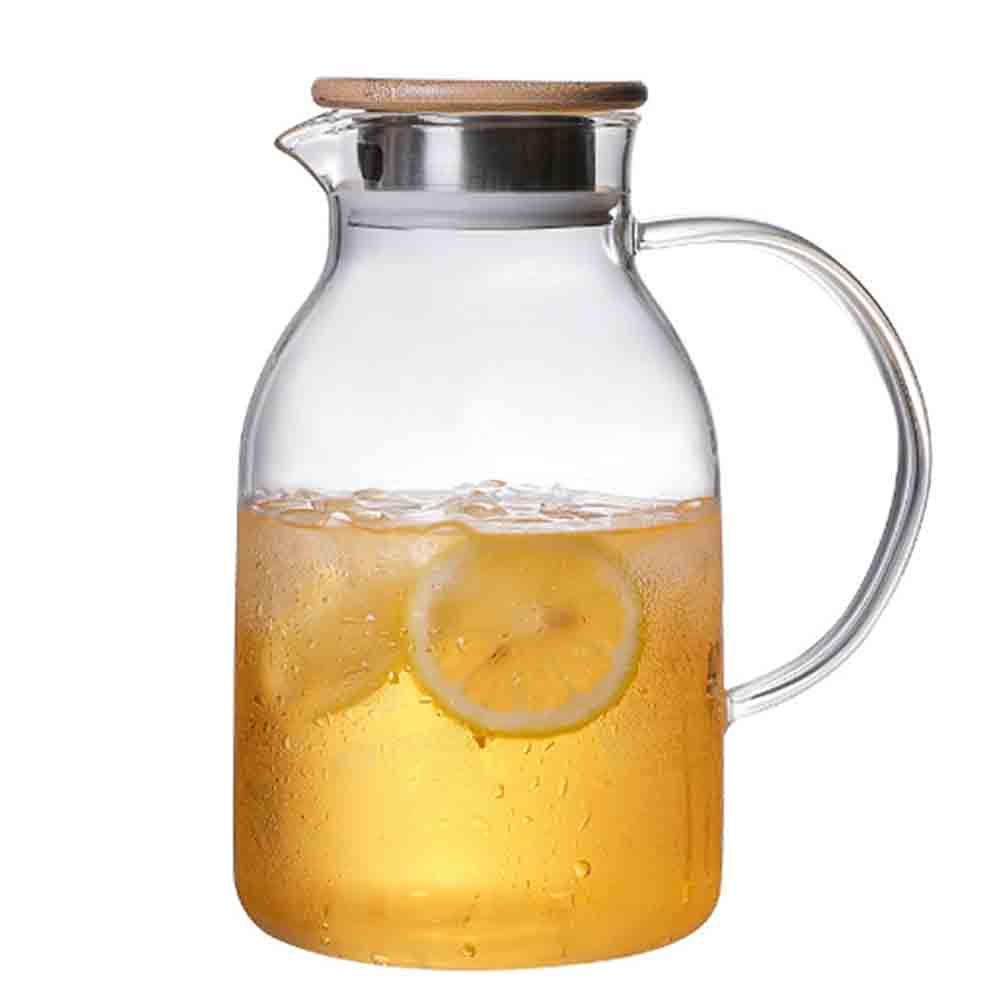 1Chase - Water Pitcher With Bamboo Lid And Strainer - Clear - 1.8 L