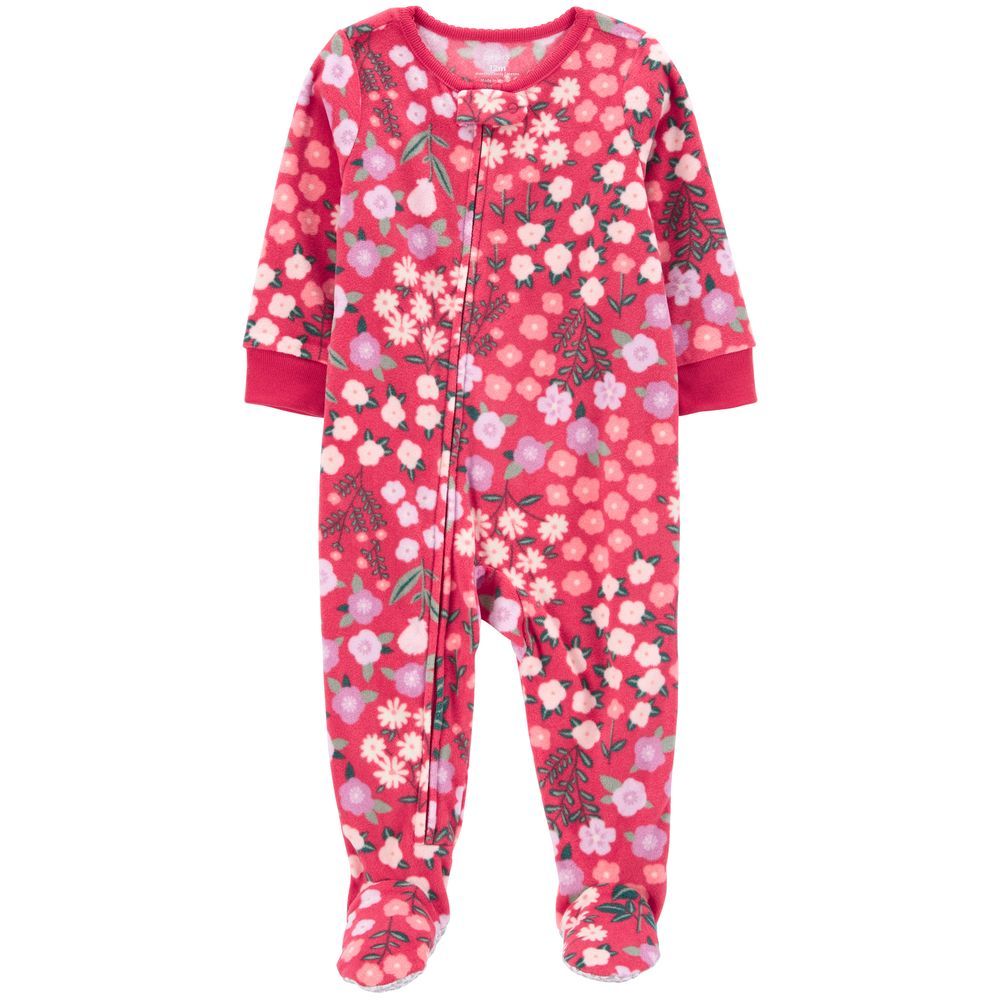 Carters - Baby Floral Fleece Footie Sleepsuit - Red