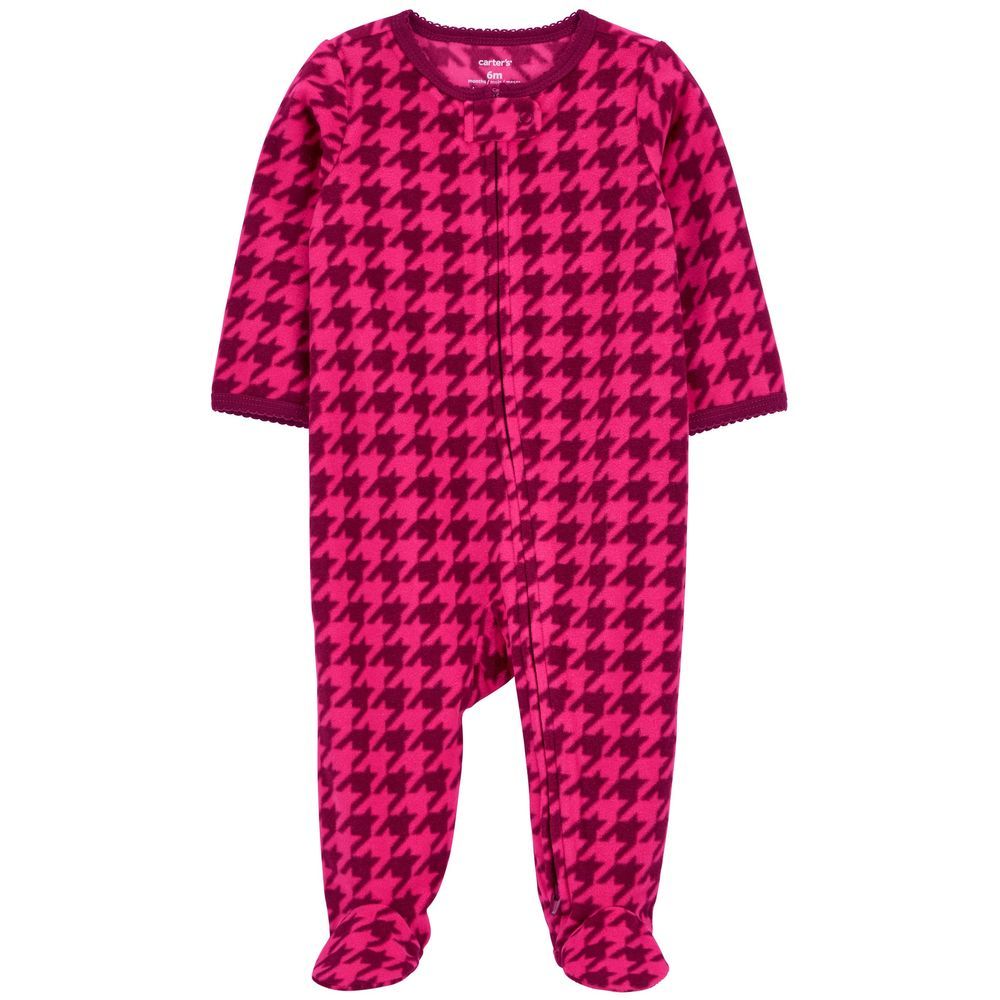 Carters - 2-Way Zip Houndstooth Sleep & Playsuit - Red