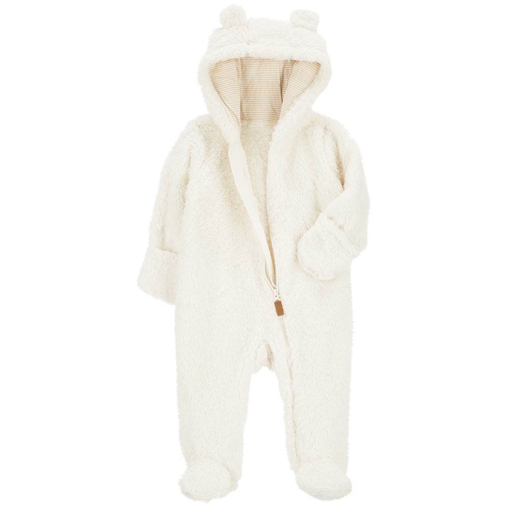 Carters - Sherpa Hooded Sleepsuit - Ivory