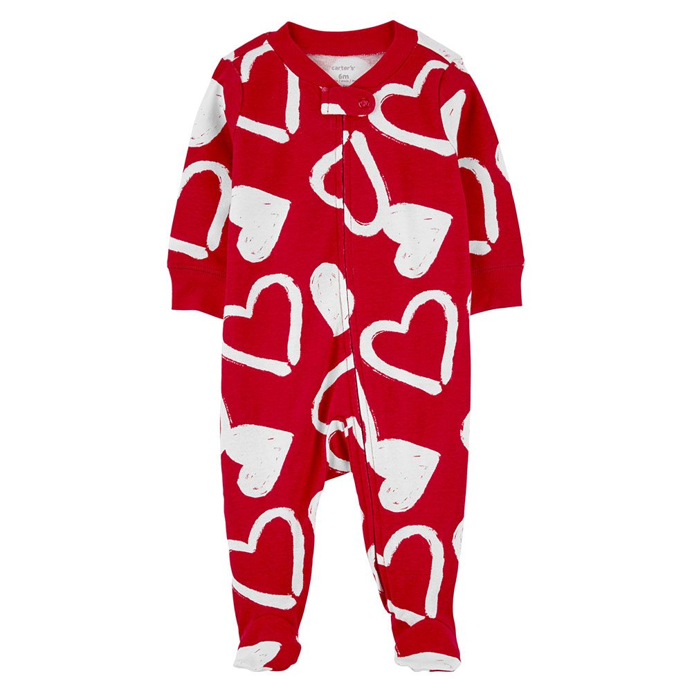 Carters - Valentine's Day 2-Way Zip Cotton Sleep And Playsuit - Red