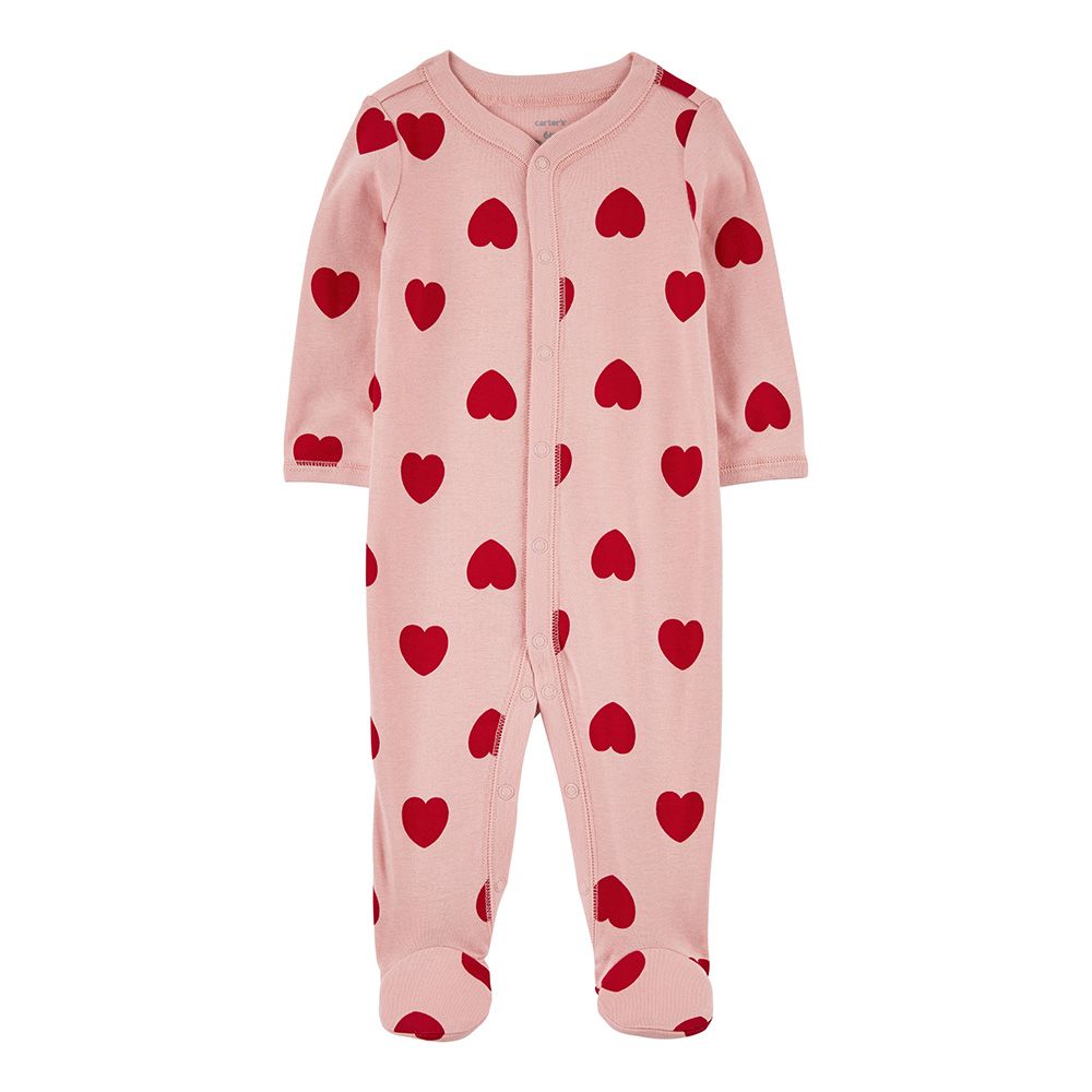 Carters - Valentine's Day Hearts Snap-Up Sleep And Playsuit - Pink