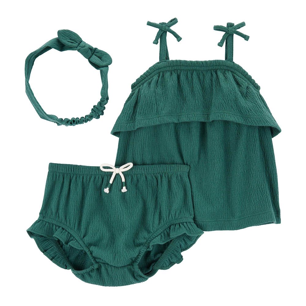 Carters - 3pc-Set - Crinkle Jersey Matching Set - Green