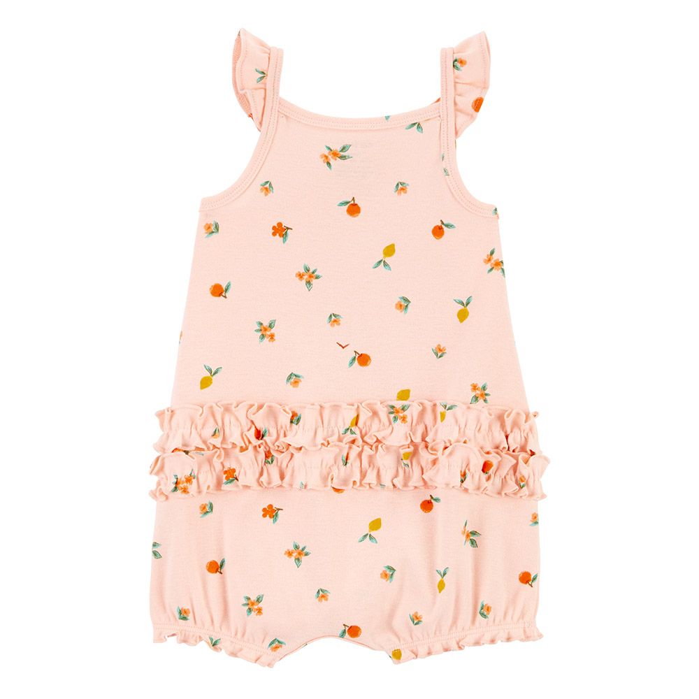 Carters - Girls Peach Snap-Up Cotton Romper - Peach