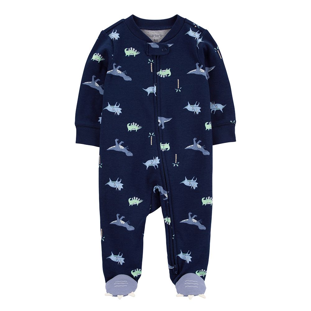 Carters - Boys Dinosaur 2-Way Zip Sleep and Play Suit - Navy