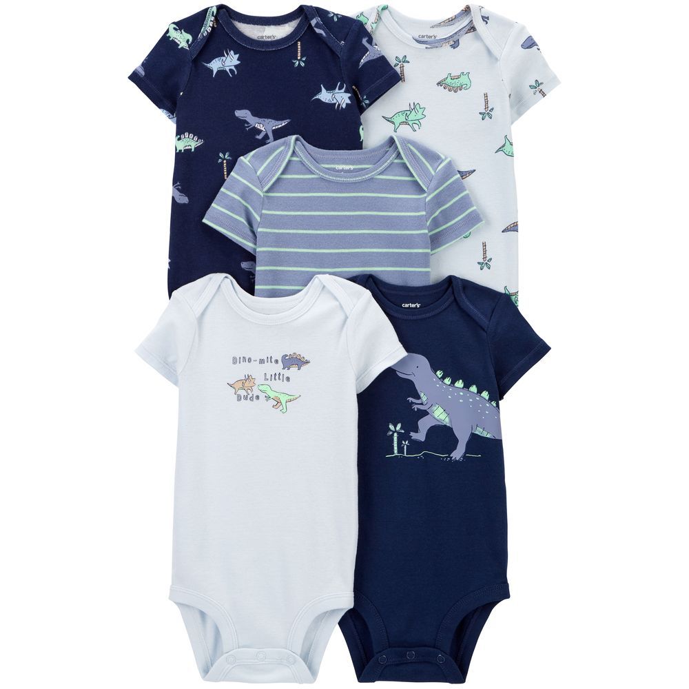 Carters - 5pc-Set - Dinosaur Short-Sleeve Bodysuits