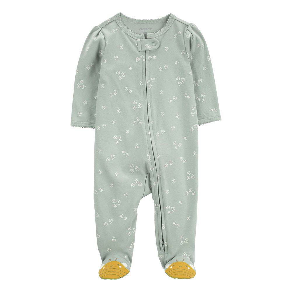 Carters - Girls Bee Zip 2-Way Zip Sleep and Play Suit - Green