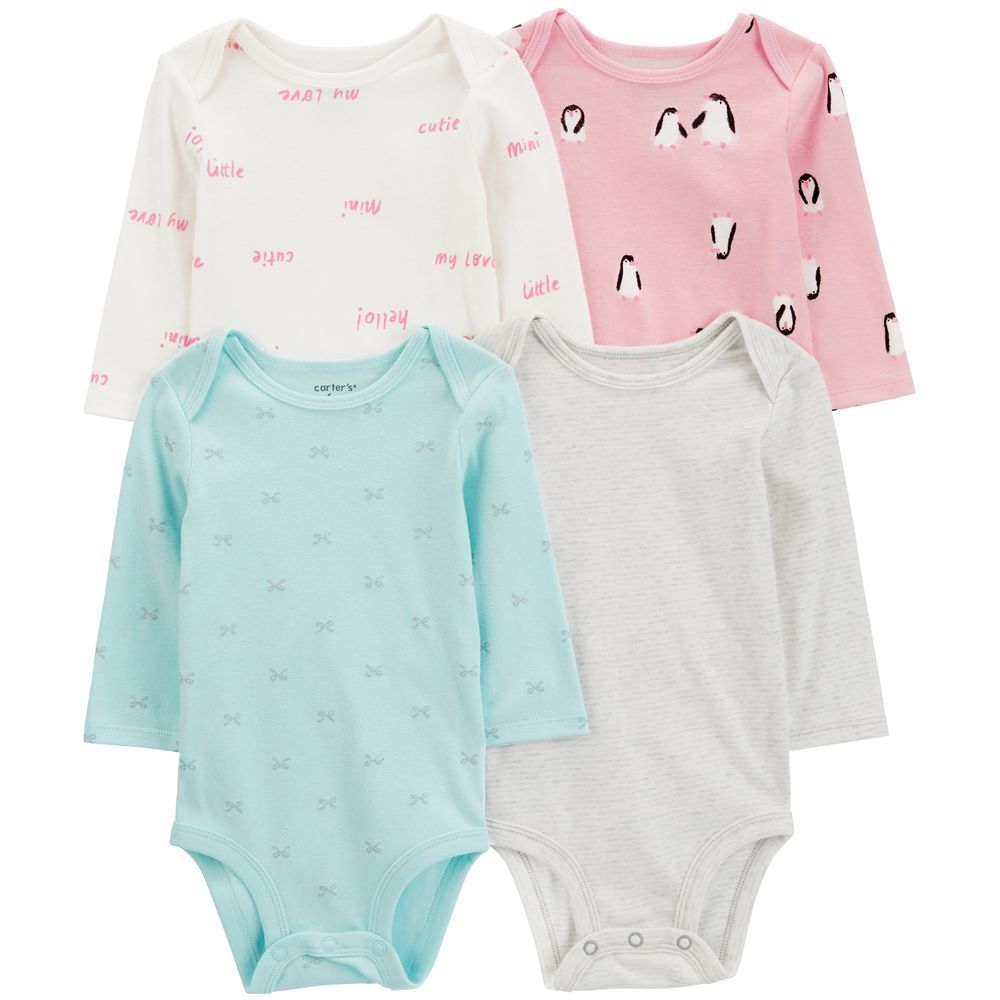 Carters - 4pc-Set - Long-Sleeve Original Bodysuits - Multi