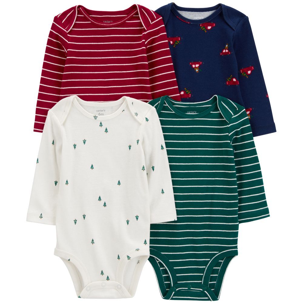 Carters - 4pc-Set - Long Sleeve Holiday Bodysuits