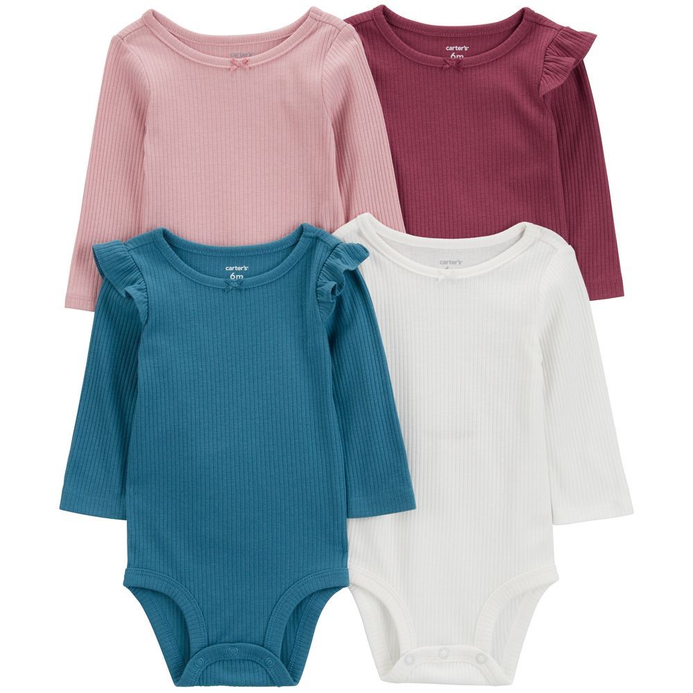 Carters - 4pc-Set - Long Sleeve Solid Bodysuits