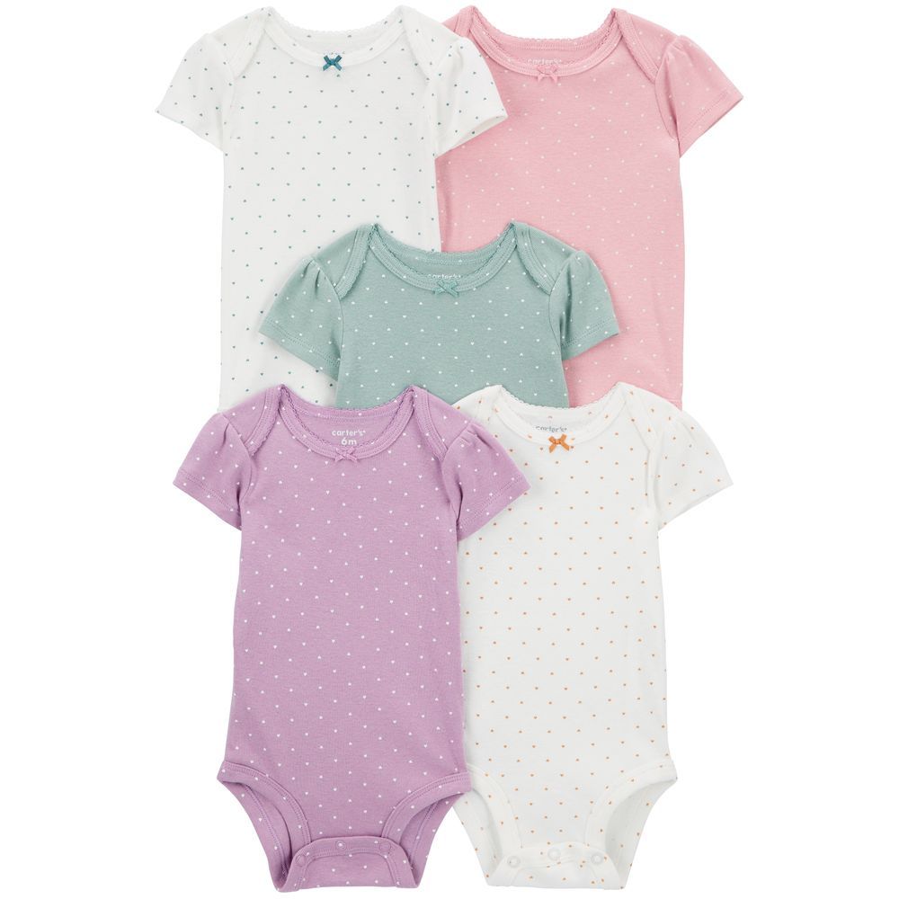 Carters - 5pc-Set - Baby Girl Short Sleeve Bodysuits