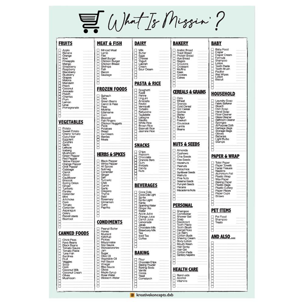 Kreative Koncepts - Grocery List Notepad 