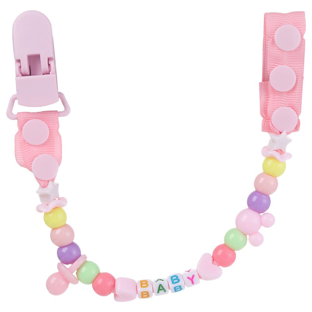 Factory Price - Simple Beaded Pacifier Clips - Pink