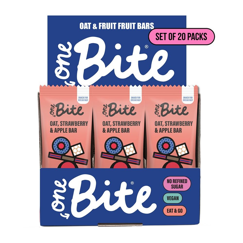 One Bite - Fruit & Oat Bar - Strawberry and Apple - 45g - Pack of 20