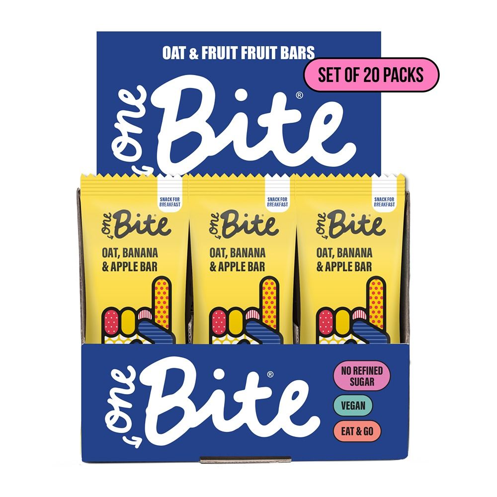 One Bite - Fruit & Oat Bar - Banana and Apple - 45g - Pack of 20