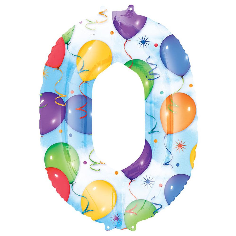 Party Centre - Number 0 Balloons & Streamers Foil Balloon 86cm