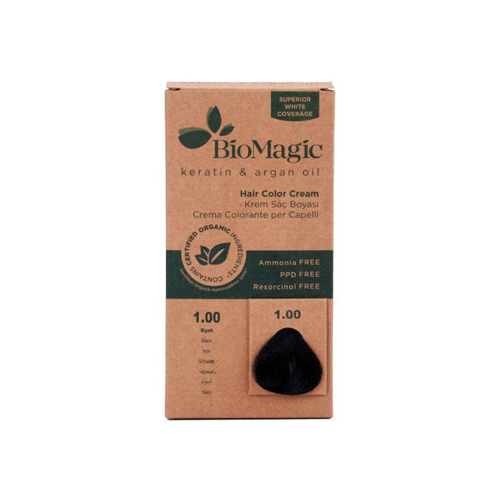 Biomagic - Hair Color Cream Infused W/ Keratin And Argan Oil - CK 1/00 Black 60ml