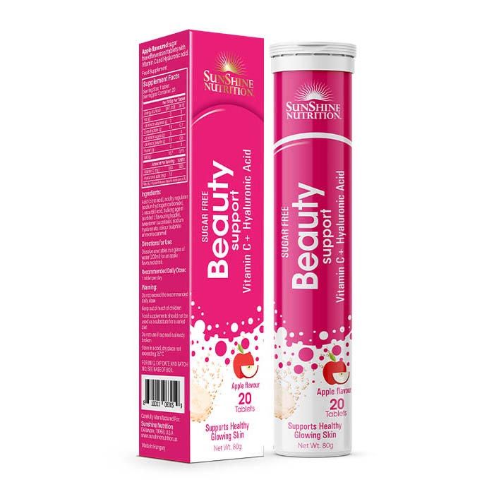 Sunshine Nutrition - Beauty Sugar Free Apple Efferv Tabs 20'S