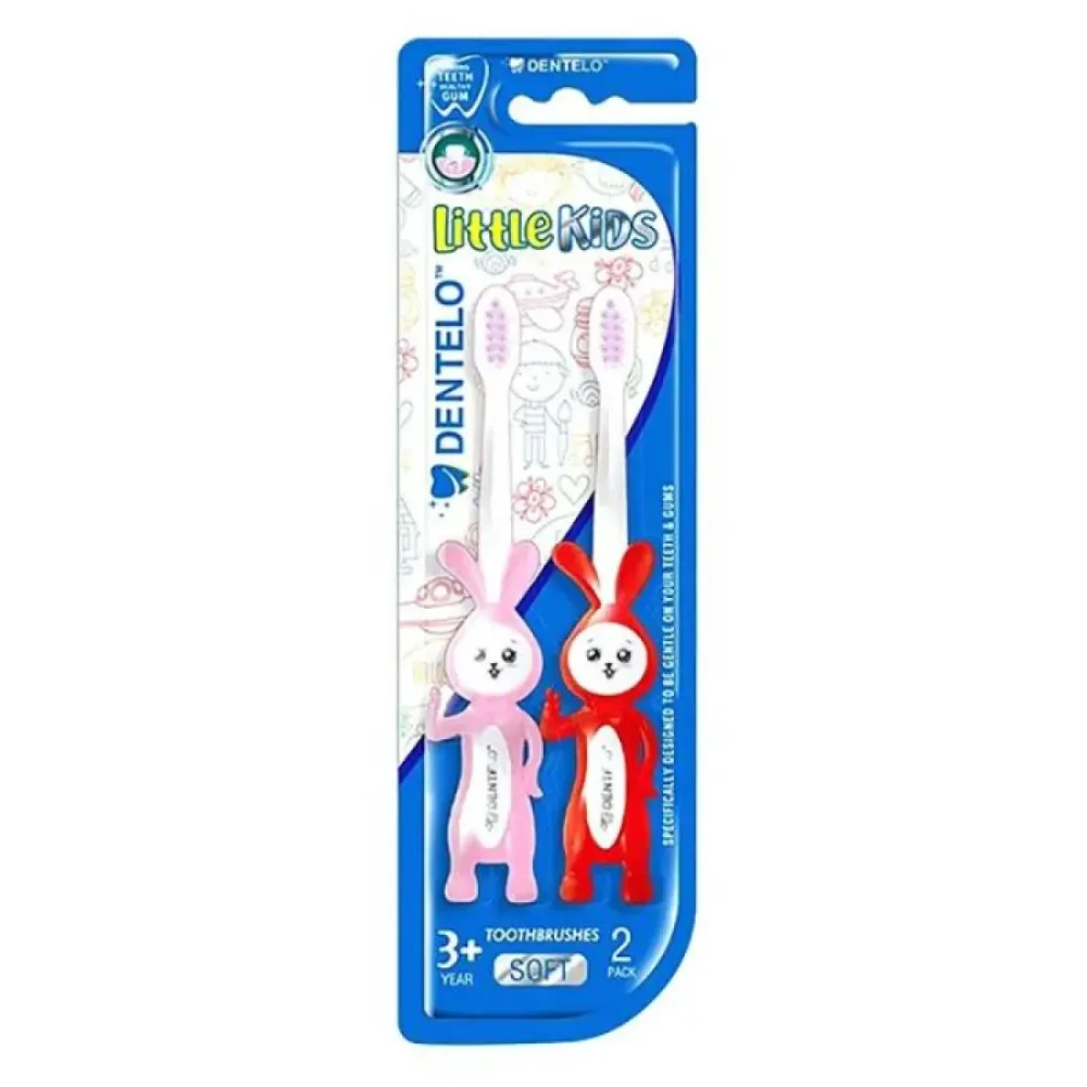 Dentelo - Little Kids Toothbrush - 2pcs - Pink & Red